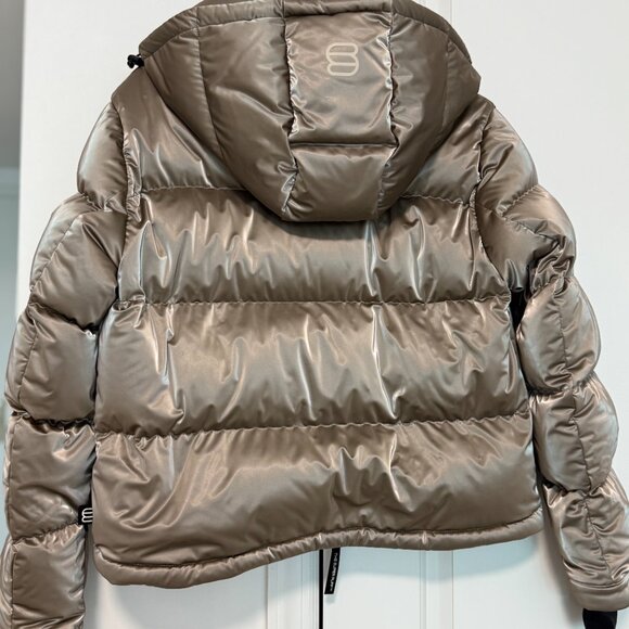 Aritzia The Super Puff Liquid Shine Puffer Jacket S Taupe | $325 Retail - Picture 2 of 10